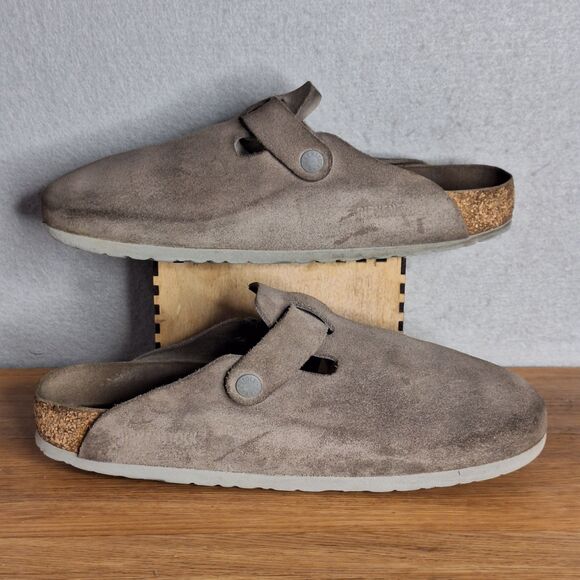 Birkenstock Boston Unisex 41 EU Taupe Suede Clogs Slip On Comfort Shoes - Picture 5 of 16